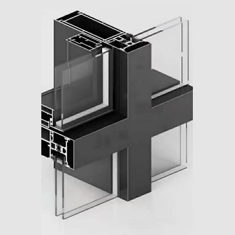 Poedercoat blootgesteld frame gordijnwandaluminium profiel